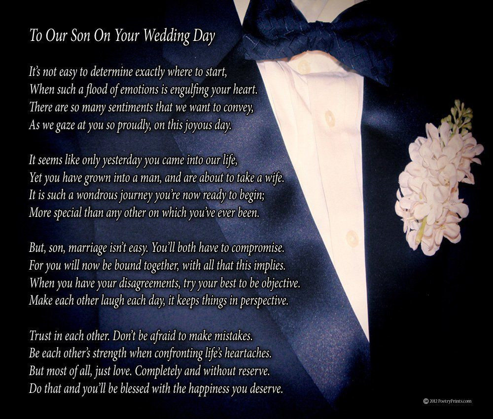 Wedding Gift Ideas For Son
 To Our Son Your Wedding Day Poem Print 8x10