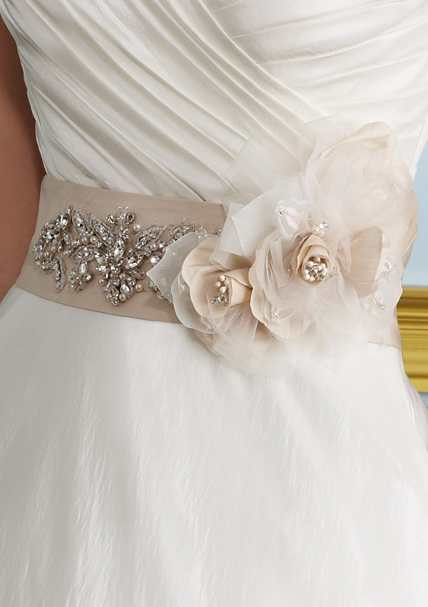 Wedding Gown Sashes
 Taffeta Sash with Removable Flower Style 74