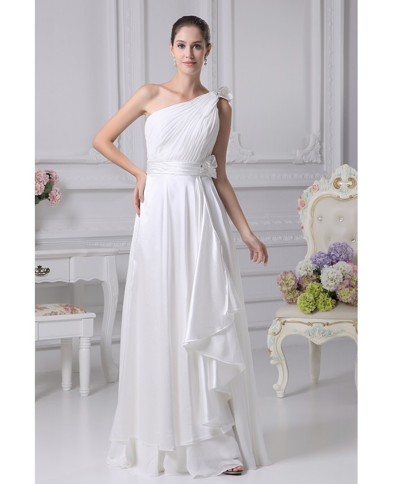 Wedding Gown Sashes
 Gorgeous e Shoulder Pleated Chiffon Wedding Dress with