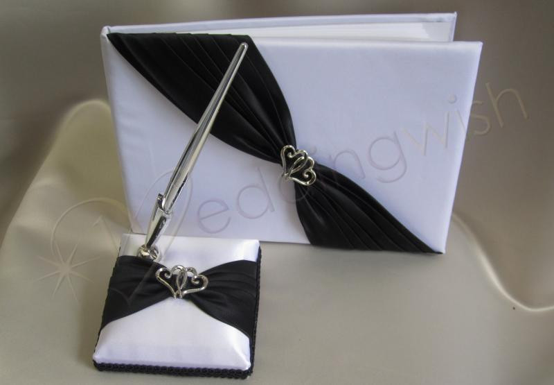 Wedding Guest Book Black
 Wedding Black and White Guest Book and Pen Wedding Wish
