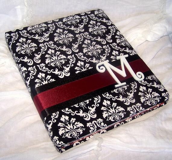 Wedding Guest Book Black
 WEDDING GUEST BOOK Black Damask and Red