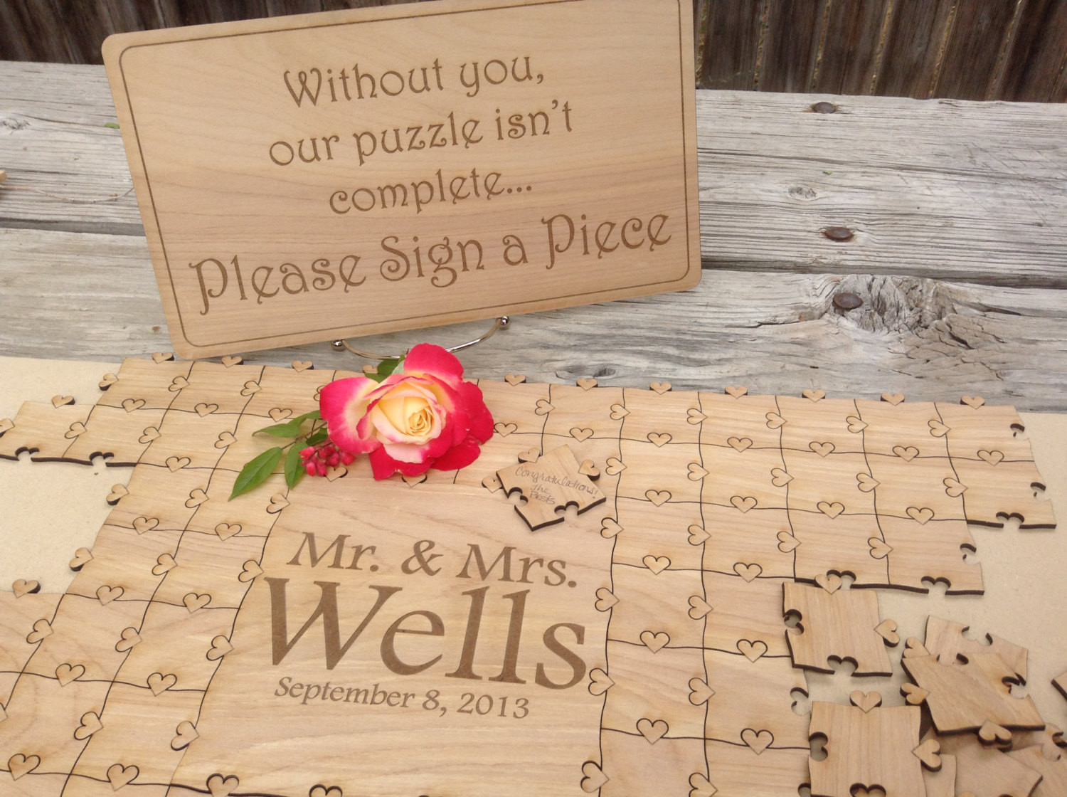 Wedding Guest Book Puzzle
 Items similar to 75 pieces Wedding Heart Puzzle for