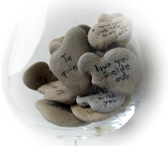Wedding Guest Book Rocks
 Unique Wedding Guest Book Beach Rocks Message Heart Shaped