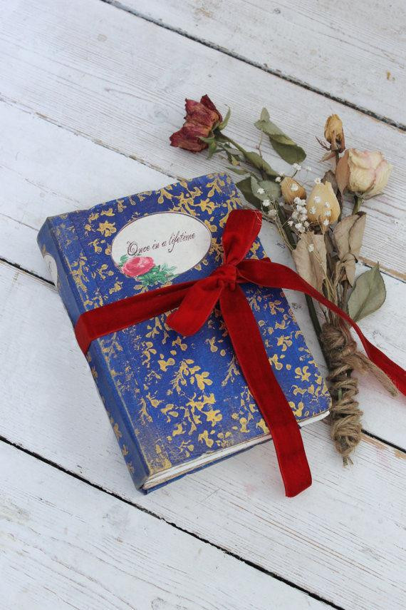 Wedding Guest Book Vintage
 Red rose wedding guest book vintage style beauty and the
