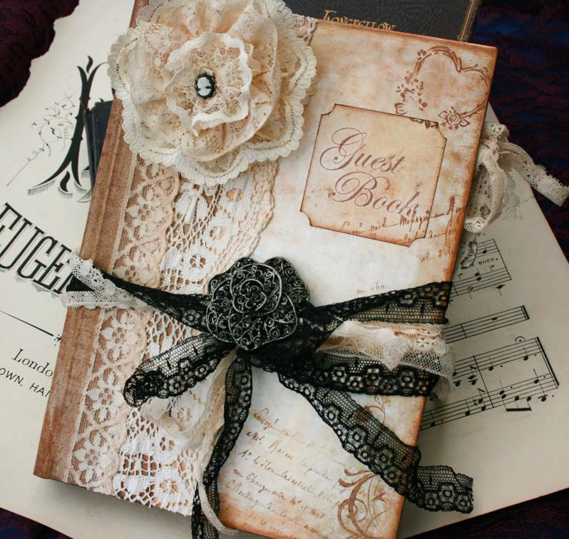 Wedding Guest Book Vintage
 Wedding Guest Book Vintage Style In Ivory And Black