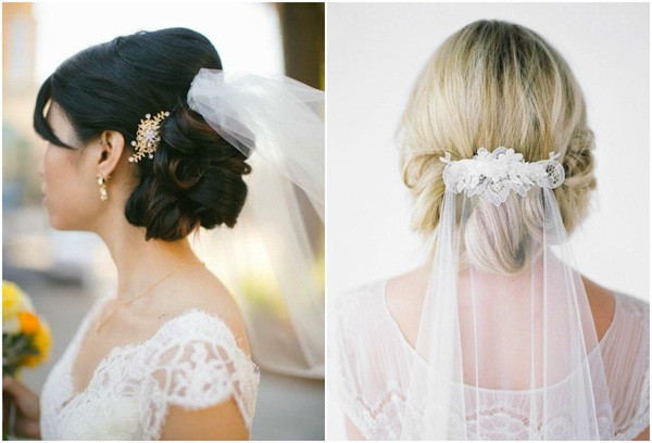Wedding Hair Updo With Veil
 veil above or below updo — The Knot munity
