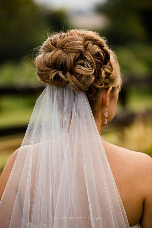 Wedding Hair Updo With Veil
 Wedding updo with veil underneath wedding hair
