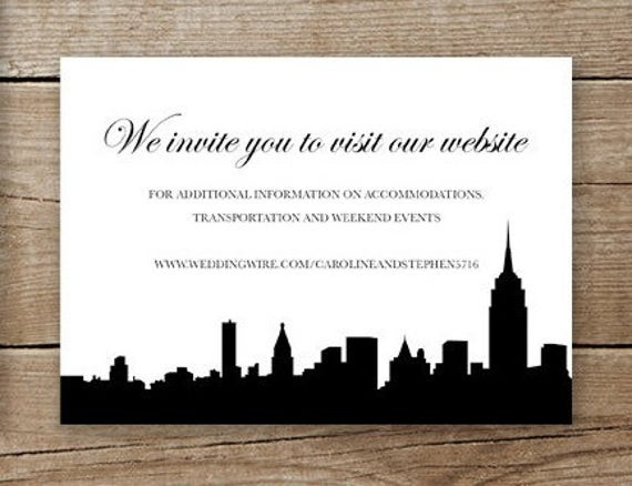 Wedding Invitation Websites
 New York City Wedding Invitation Website Insert or RSVP Card
