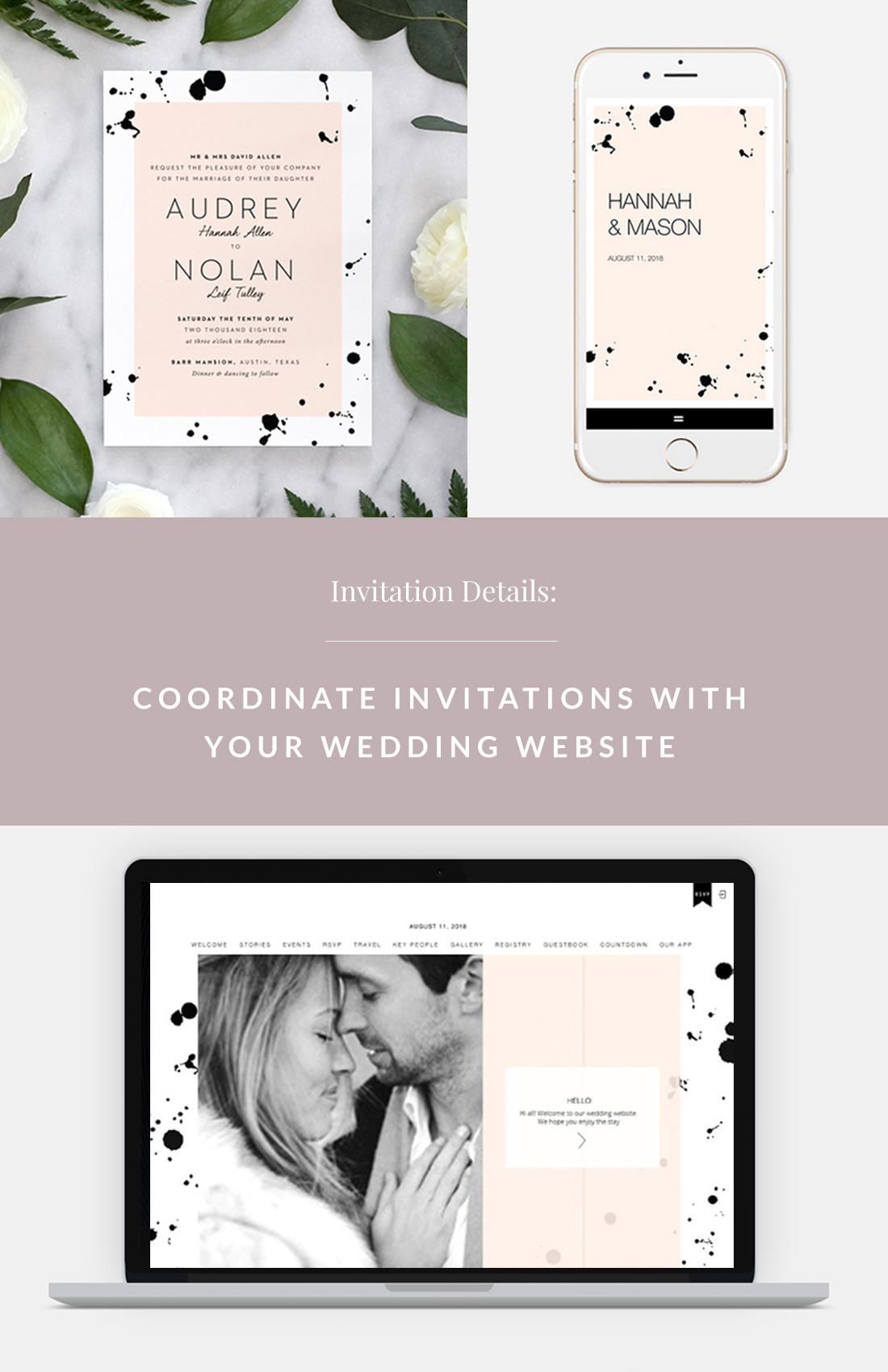 Wedding Invitation Websites
 Coordinate Invitations with your Wedding Website with Fine