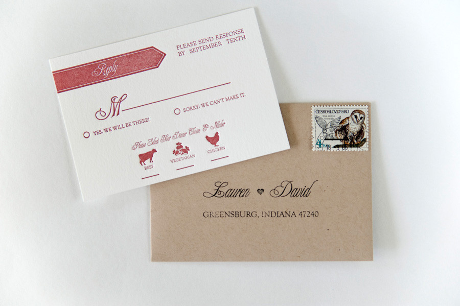 Wedding Invitations Return Address
 Lauren Dave s Modern Red and White Letterpress Wedding