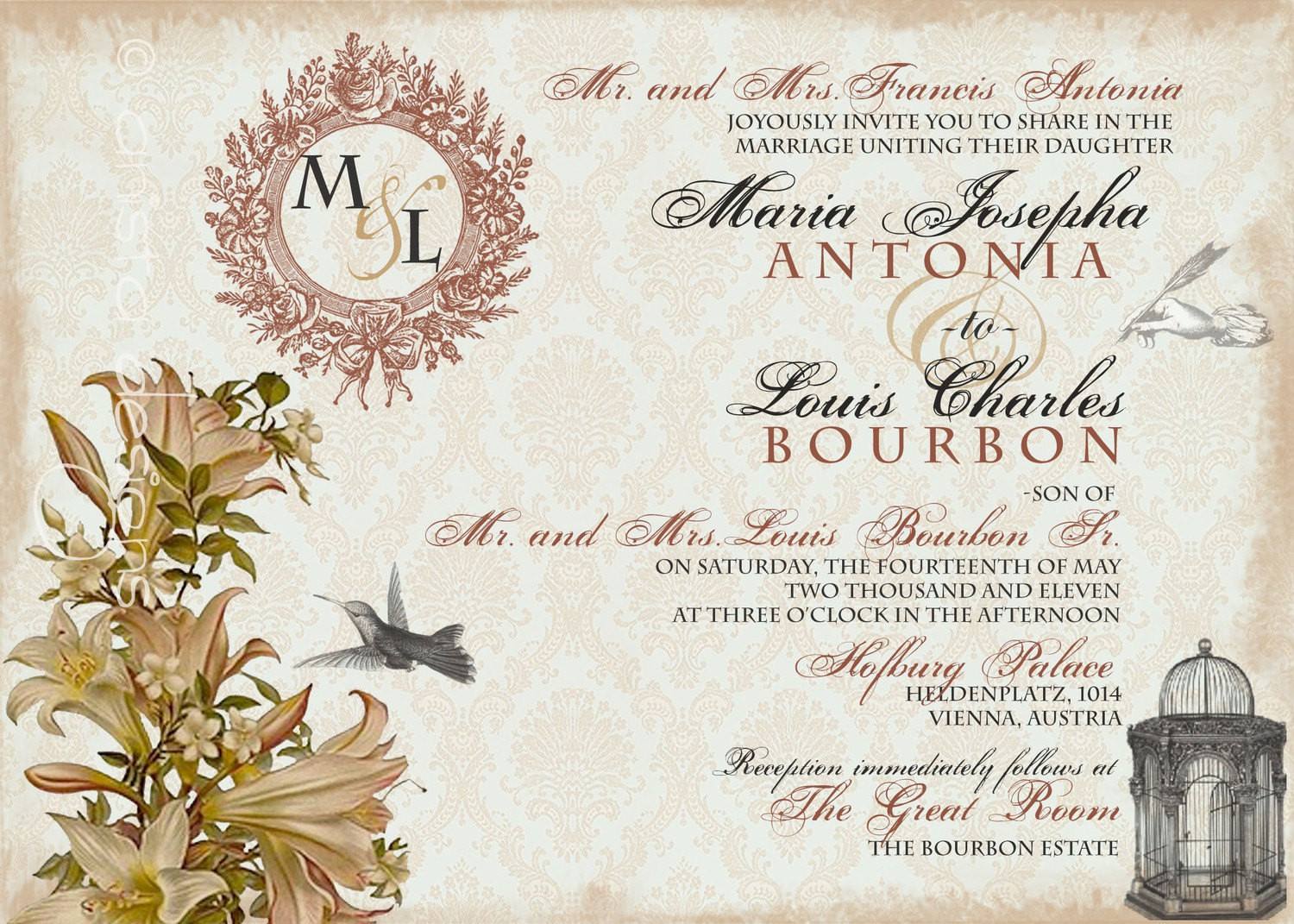 Wedding Invitations Vintage
 Vintage Wedding Invitation Sample Whimsical French Baroque