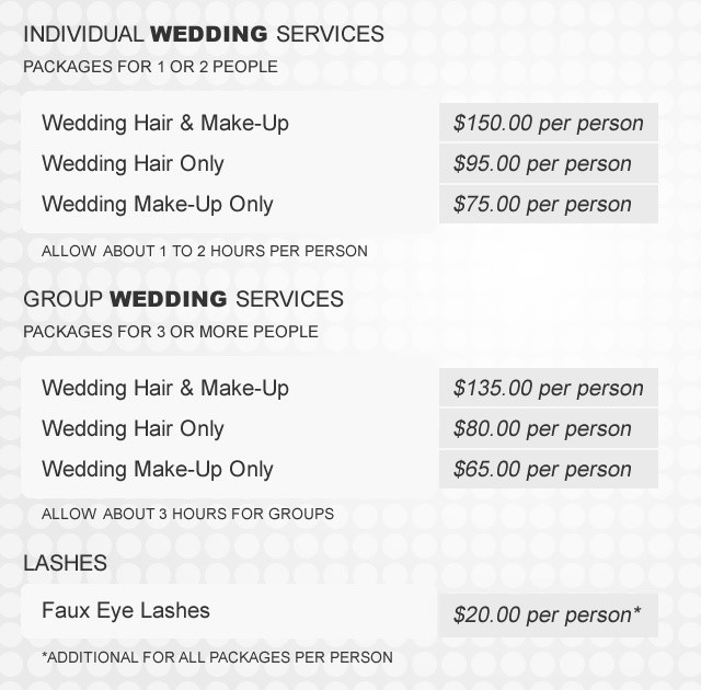 Wedding Makeup Prices
 Wedding Hair and Makeup Hottie Hair Salon & Hair