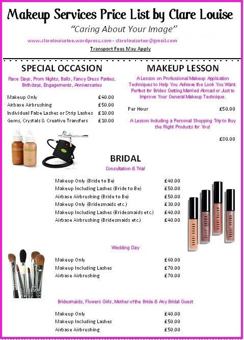 Wedding Makeup Prices
 Makeup Services Price List