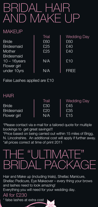 Wedding Makeup Prices
 Bridal hair and makeup