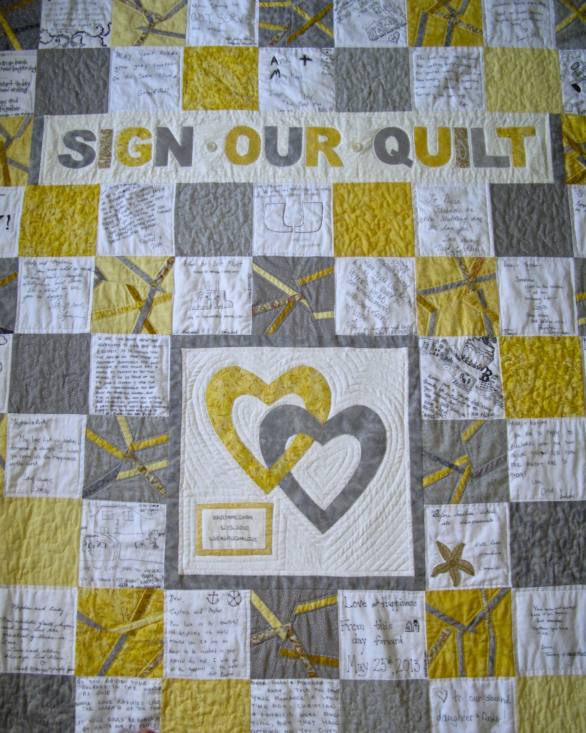 Wedding Quilt Guest Book
 Close up of wedding guest book quilt for my son and