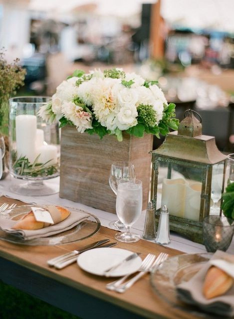 Wedding Rehearsal Dinner Ideas Decorations
 Picture candle lanterns a plywood planter with lush