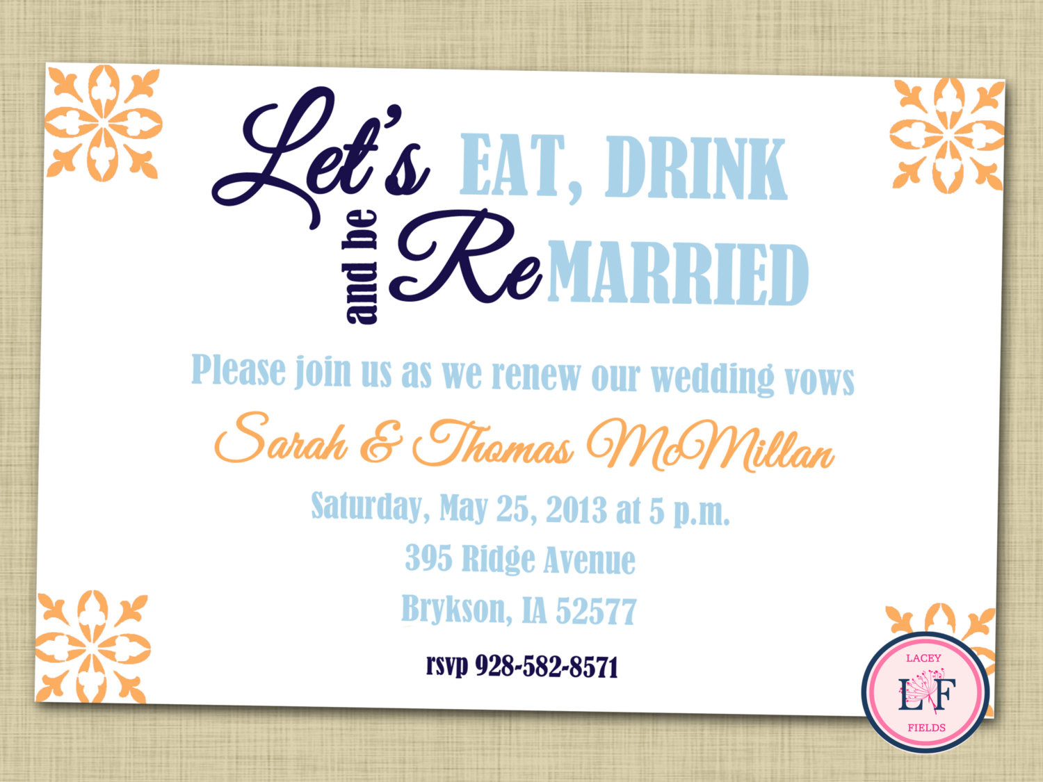 Wedding Renewal Vows Examples
 Vow renewal invitation printable Vow renewal party by