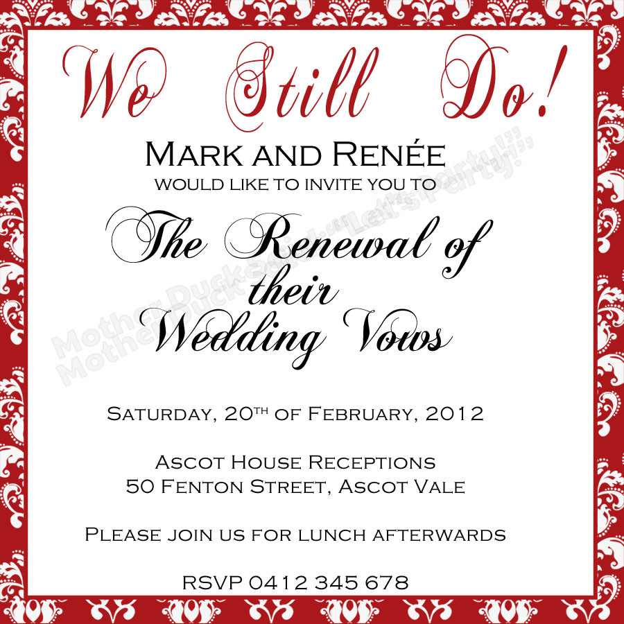 Wedding Renewal Vows Examples
 Motherducksaid 10 Vows Invitations Printable Renewal