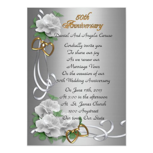 Wedding Renewal Vows Examples
 50th Wedding anniversary vow renewal white roses Card