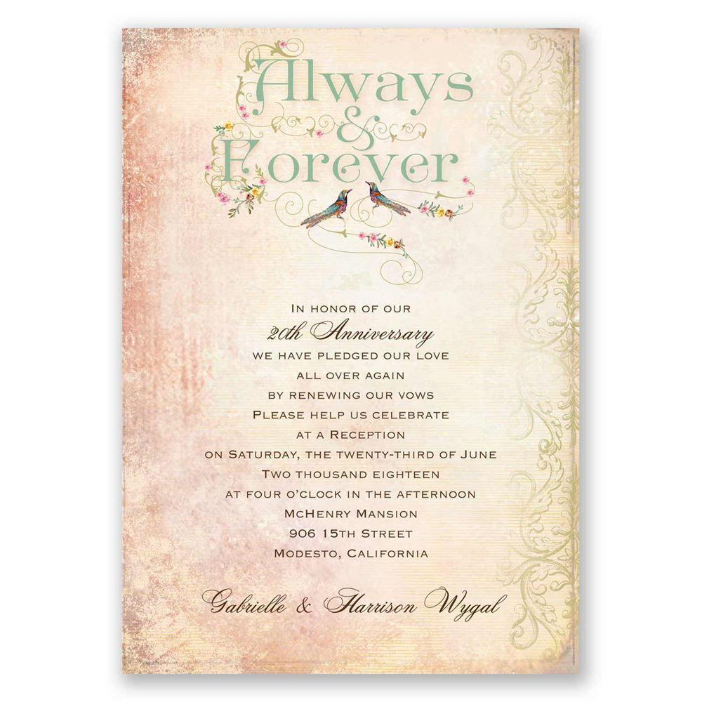 Wedding Renewal Vows Examples
 Always and Forever Vow Renewal Invitation