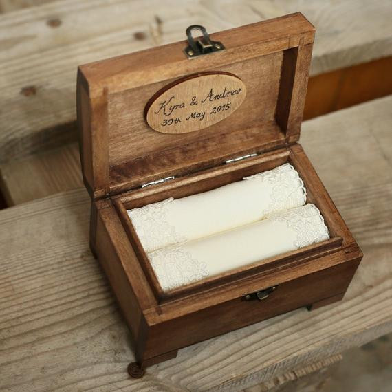 Wedding Ring Boxes
 Personalized wedding ring box Rustic wooden ring box