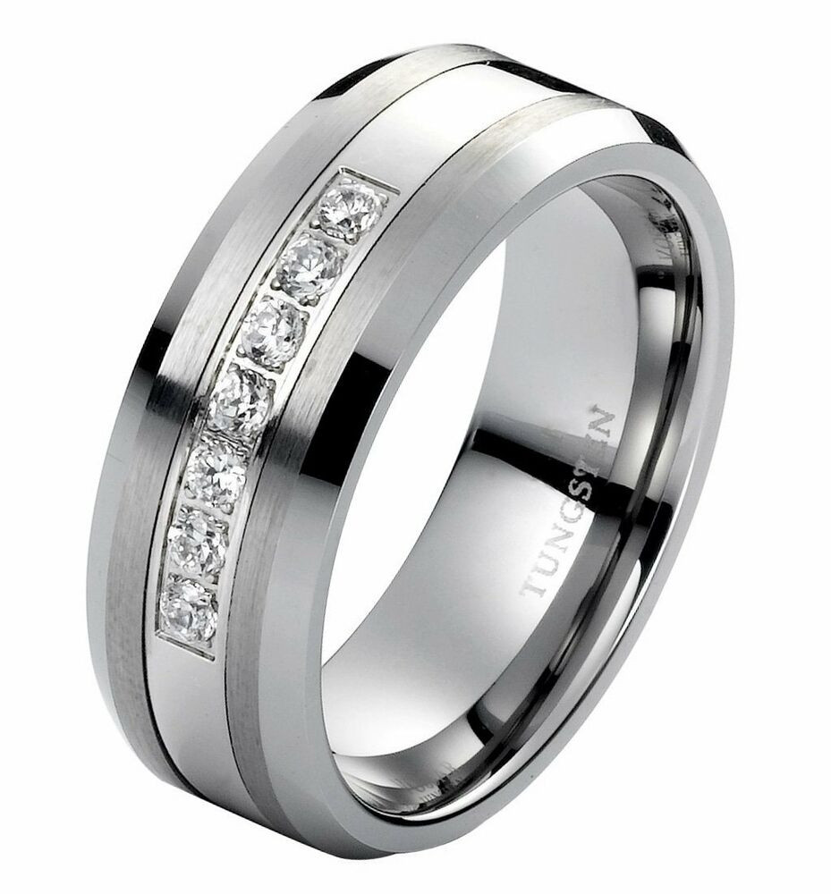 Wedding Ring For Men
 Diamond Wedding Band Ring men s tungsten band 8mm Modern