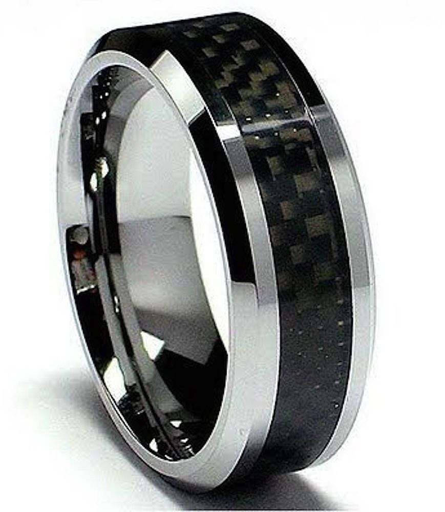 Wedding Ring For Men
 MENS TUNGSTEN CARBIDE WITH CARBON FIBRE INLAY WEDDING