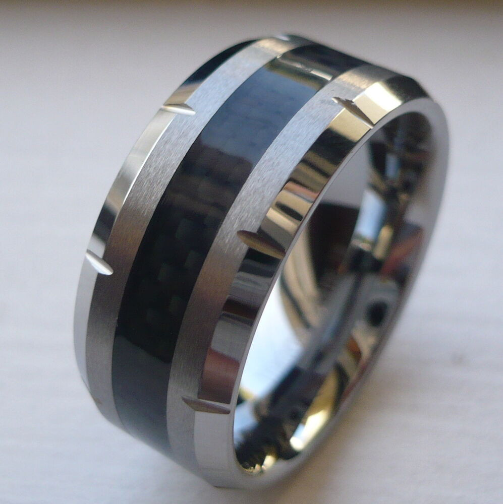 Wedding Ring For Men
 10MM MEN S TUNGSTEN CARBIDE WEDDING BAND RING with BLACK