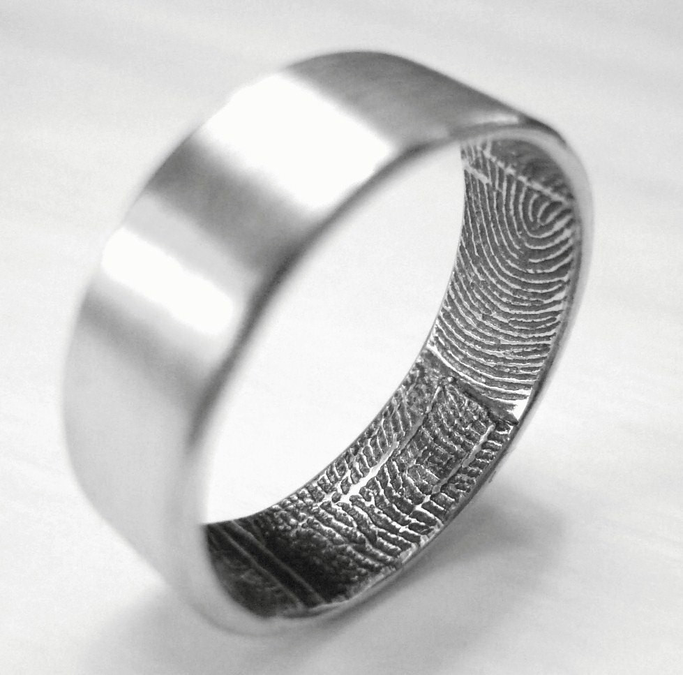 Wedding Ring With Fingerprint
 Custom Fingerprint wedding band ring