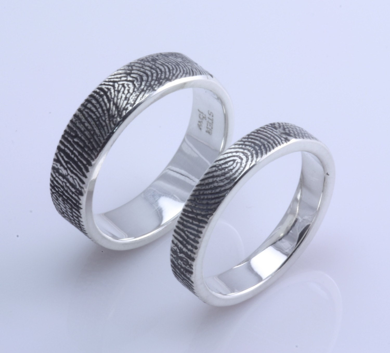 Wedding Ring With Fingerprint
 Custom fingerprint wedding mitment band set with by