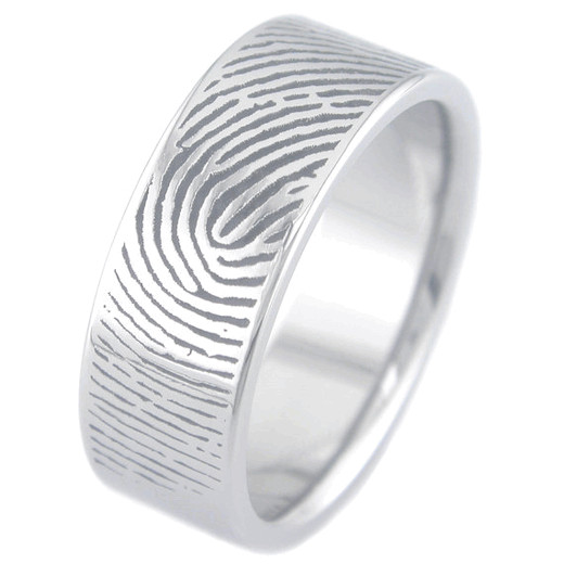 Wedding Ring With Fingerprint
 Fingerprint Wedding Ring Laser Engraved Rings Titanium