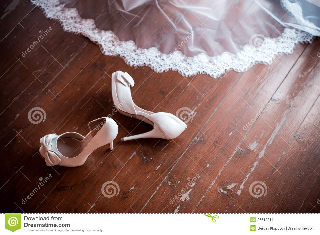 Wedding Shoes And Veils
 White Wedding Shoes And Veil Stock Image