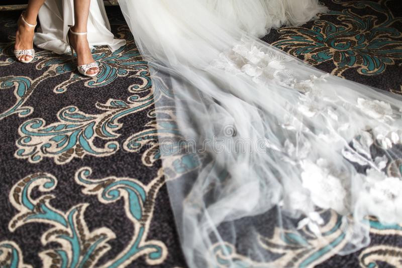 Wedding Shoes And Veils
 Bridal Shoes Veil And Wedding Bouquet Stock Image