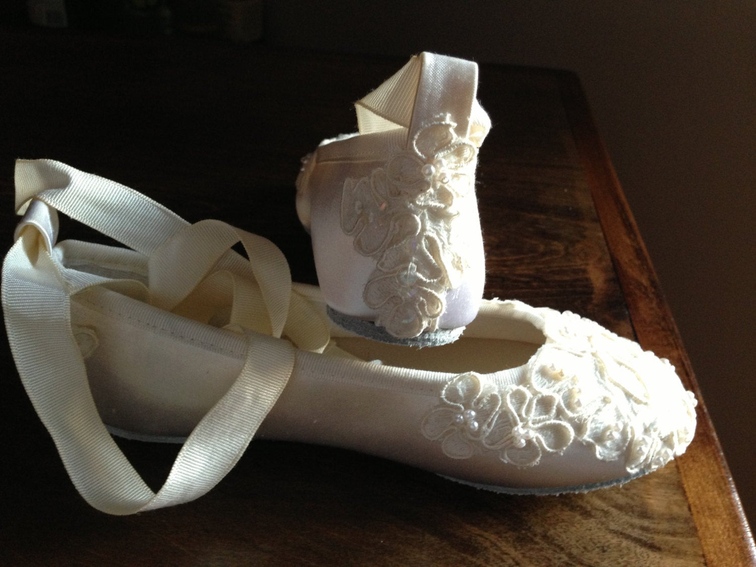 Wedding Shoes Ballet Flats
 Custom Bridal Lace Flats Ballet Style Bride Bridesmaid Ankle