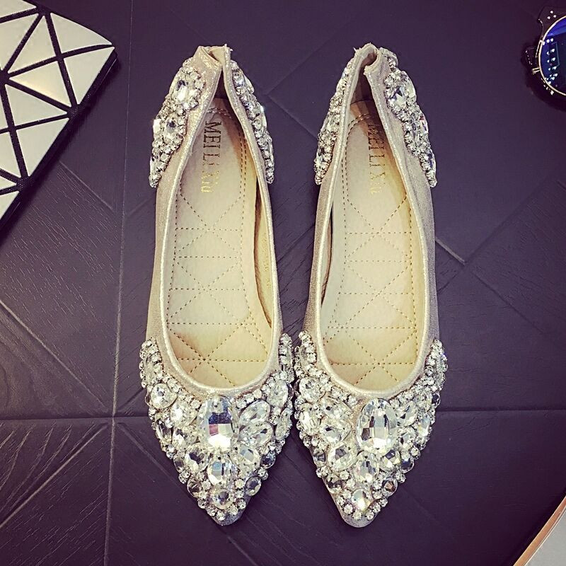 Wedding Shoes Ballet Flats
 Women s Lady pointed toe Wedding shoes Flats Shiny