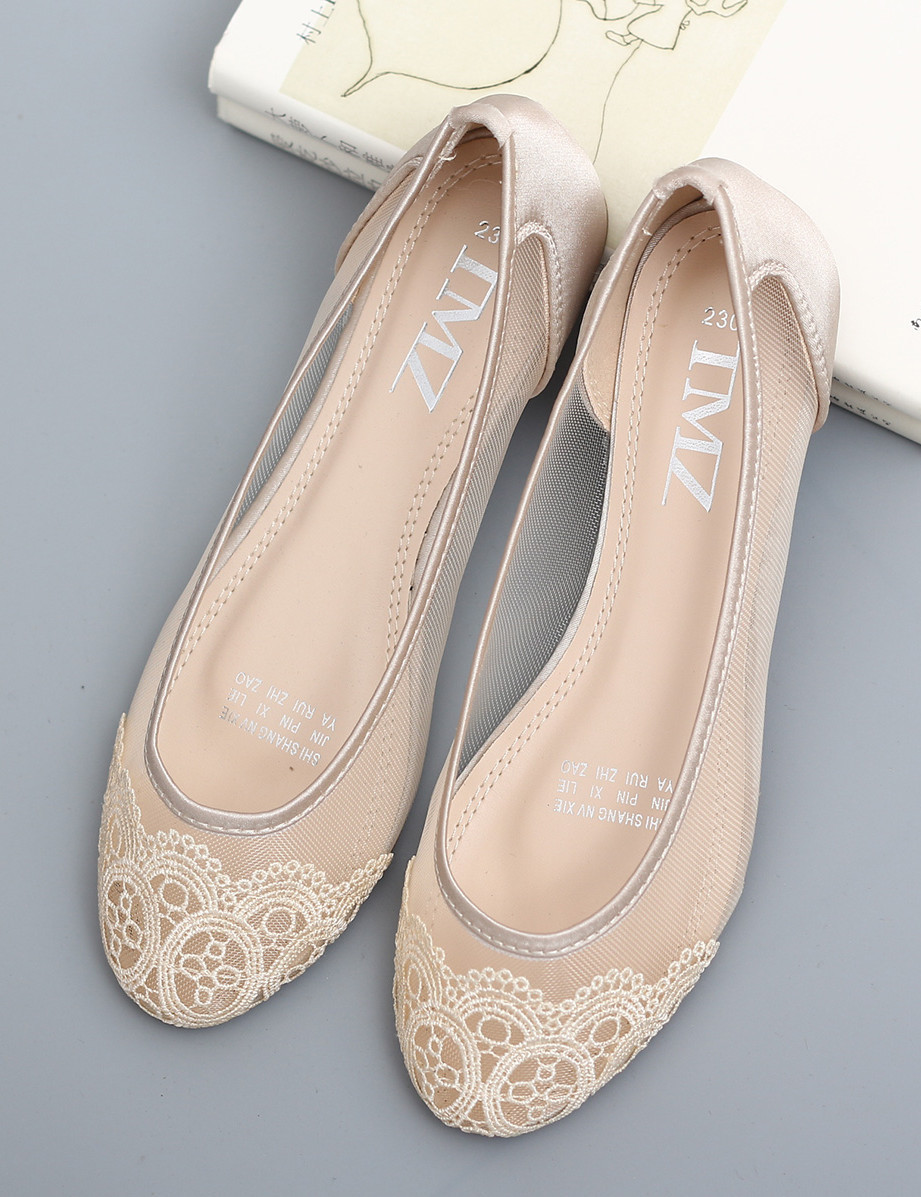 Wedding Shoes Ballet Flats
 flat cream wedding shoes lace ballet flats champagne lace
