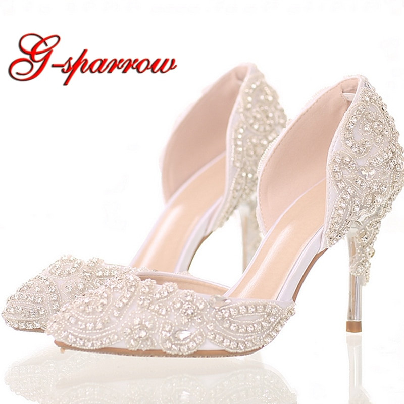 Wedding Shoes For The Bride
 2018 Beautiful Rhinestone Wedding Shoes High Heel Pointed