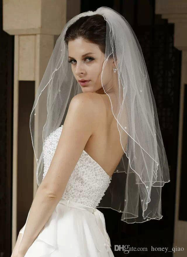 Wedding Veils For Sale Online
 2016 Sequins Bridal Veils Real Image Two Layer White Tulle