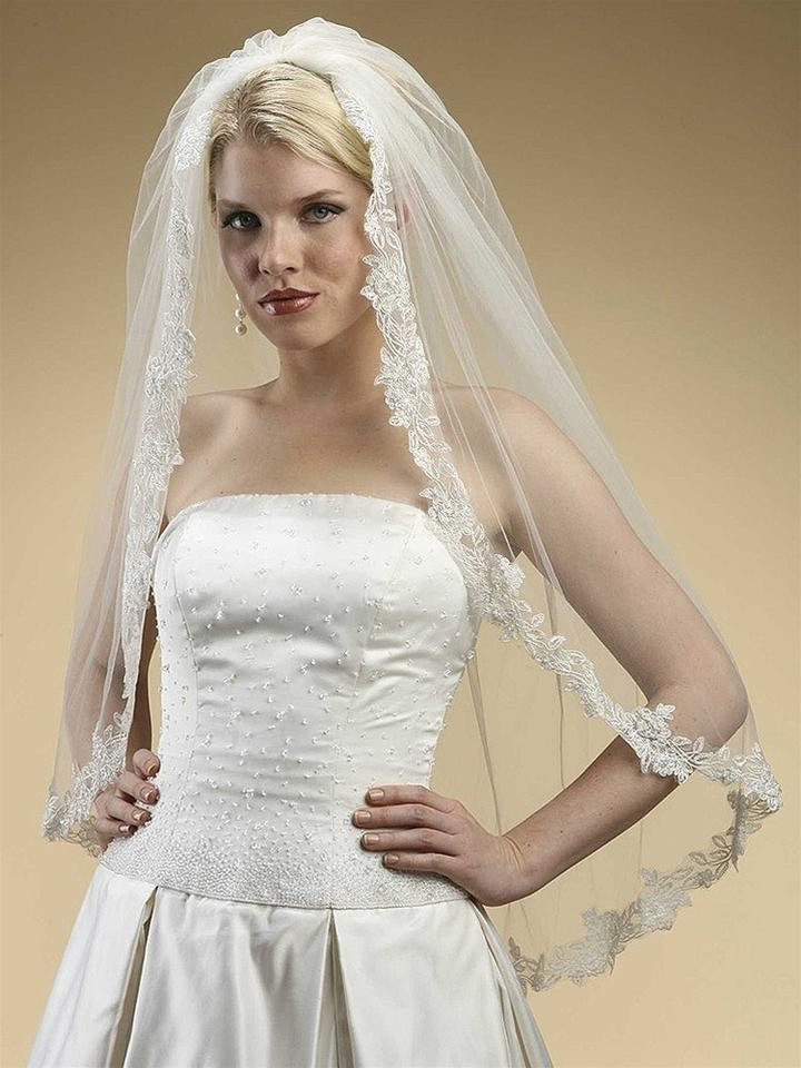 Wedding Veils For Sale Online
 Mariell Alencon Lace Embroidered Mantilla Wedding Veil