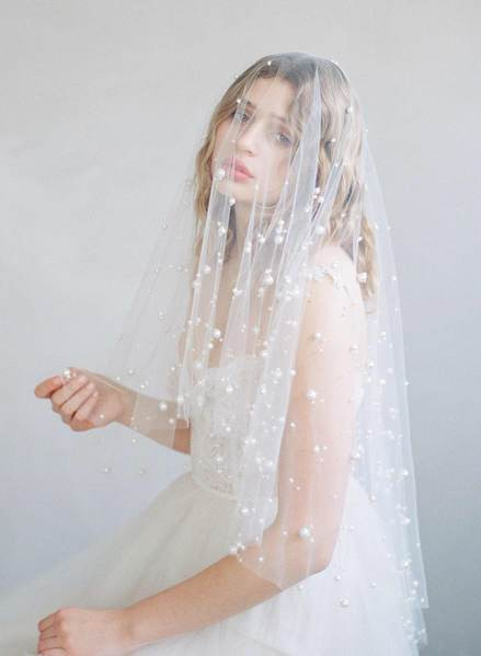 Wedding Veils For Sale Online
 Milky way pearl veil Style 849