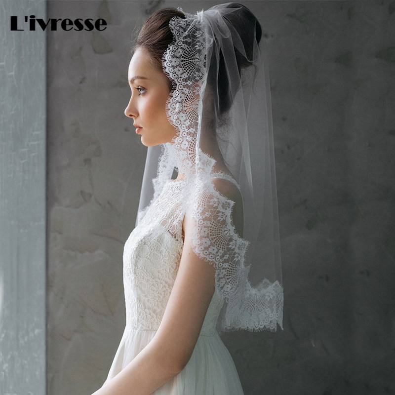 Wedding Veils Used
 2017 New Elegant Short Wedding Veil Lace Edge e Layer