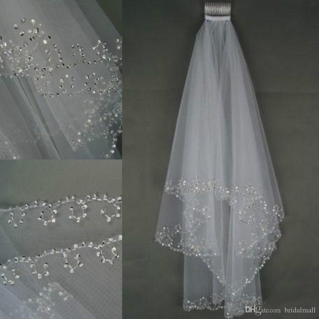Wedding Veils Used
 2017 In Stock Wedding Veils Crystals 2 Layer Handmade