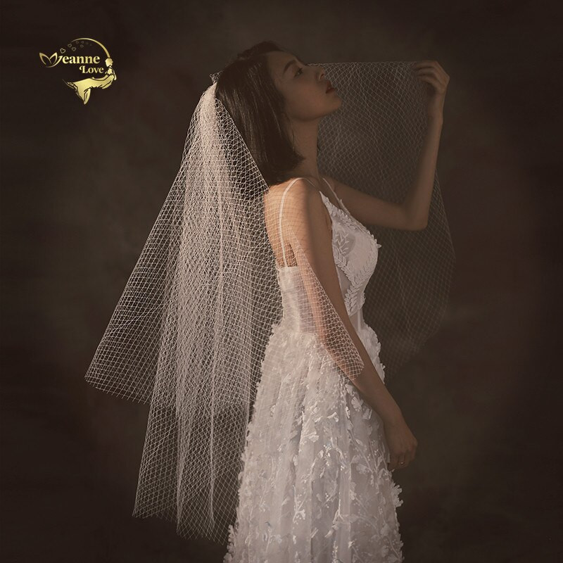 Wedding Veils Used
 Hollow Out Tulle Bridal Veils Ivory Fingertip Length Short