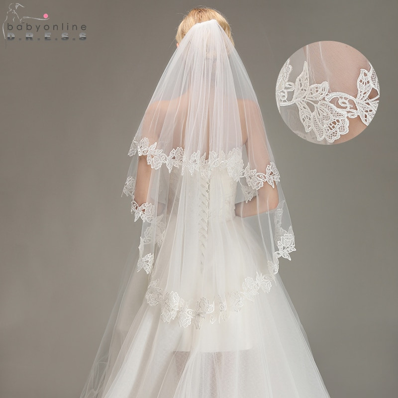 Wedding Veils Used
 Romantic Lace Applique Two Layers Wedding Veils 2018 1 5 M