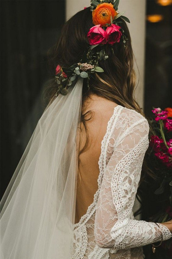 Wedding Veils With Flowers In Hair
 Top 10 Wedding Hairstyles with Flower Crown Veil for 2018