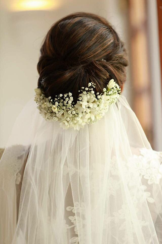 Wedding Veils With Flowers In Hair
 Love the veil and flower placement of this updo in 2019