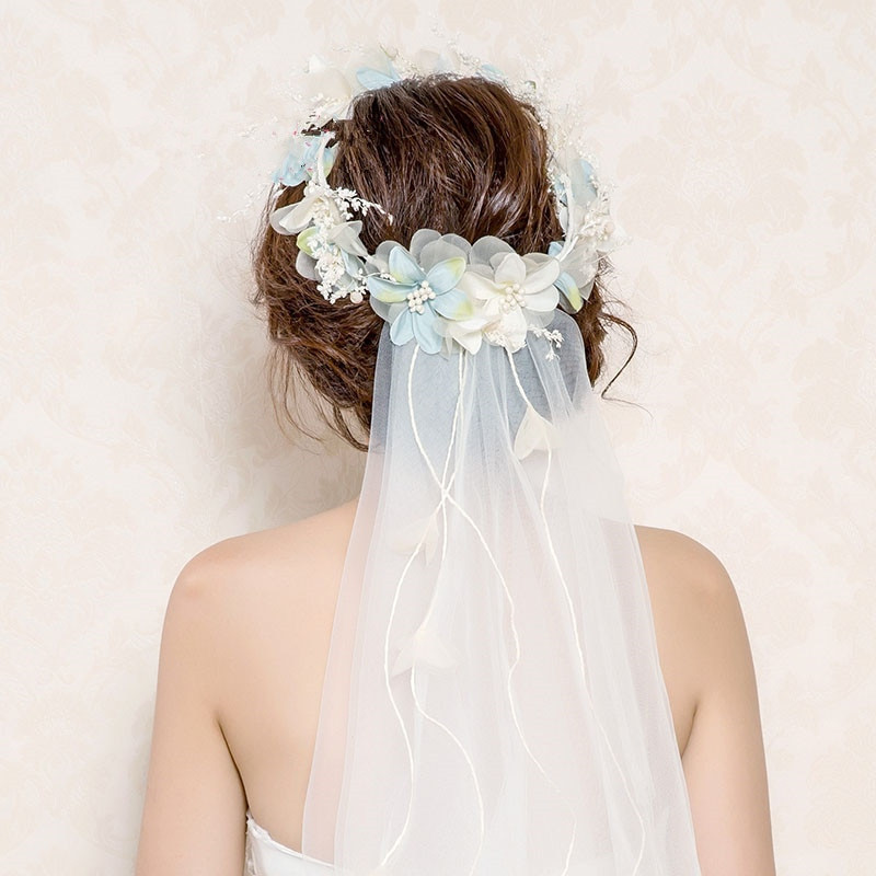 Wedding Veils With Flowers In Hair
 2018 Newest Flower Crown Veil Flower Headbands Tiaras Veil