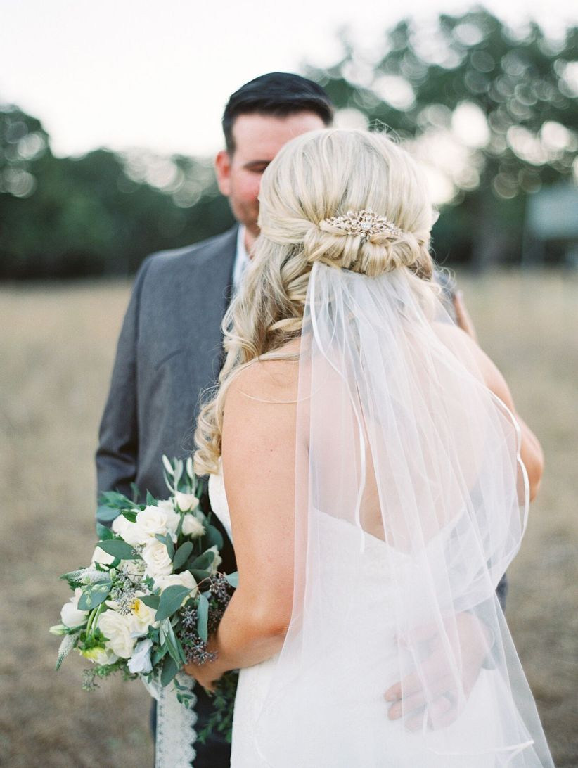 Wedding Veils With Flowers In Hair
 How to Wear a Veil With Every Wedding Hairstyle WeddingWire