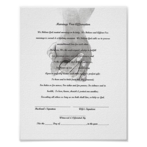 Wedding Vow Template
 Certificate Marriage Vow Renewal Template Print