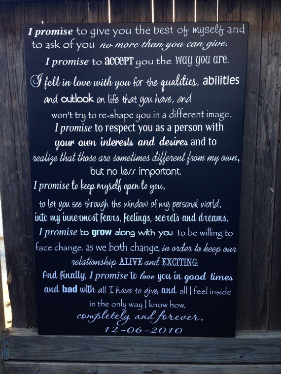 Wedding Vows For Him
 CUSTOM Wedding Vows Wood Sign 24 x 36 Personalized